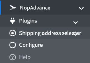 Shipping Address Selector navigation menu